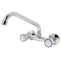 Zweigriff KüChenarmatur Retro Wandmontage Wasserhahn Chrom 360° Drehbar