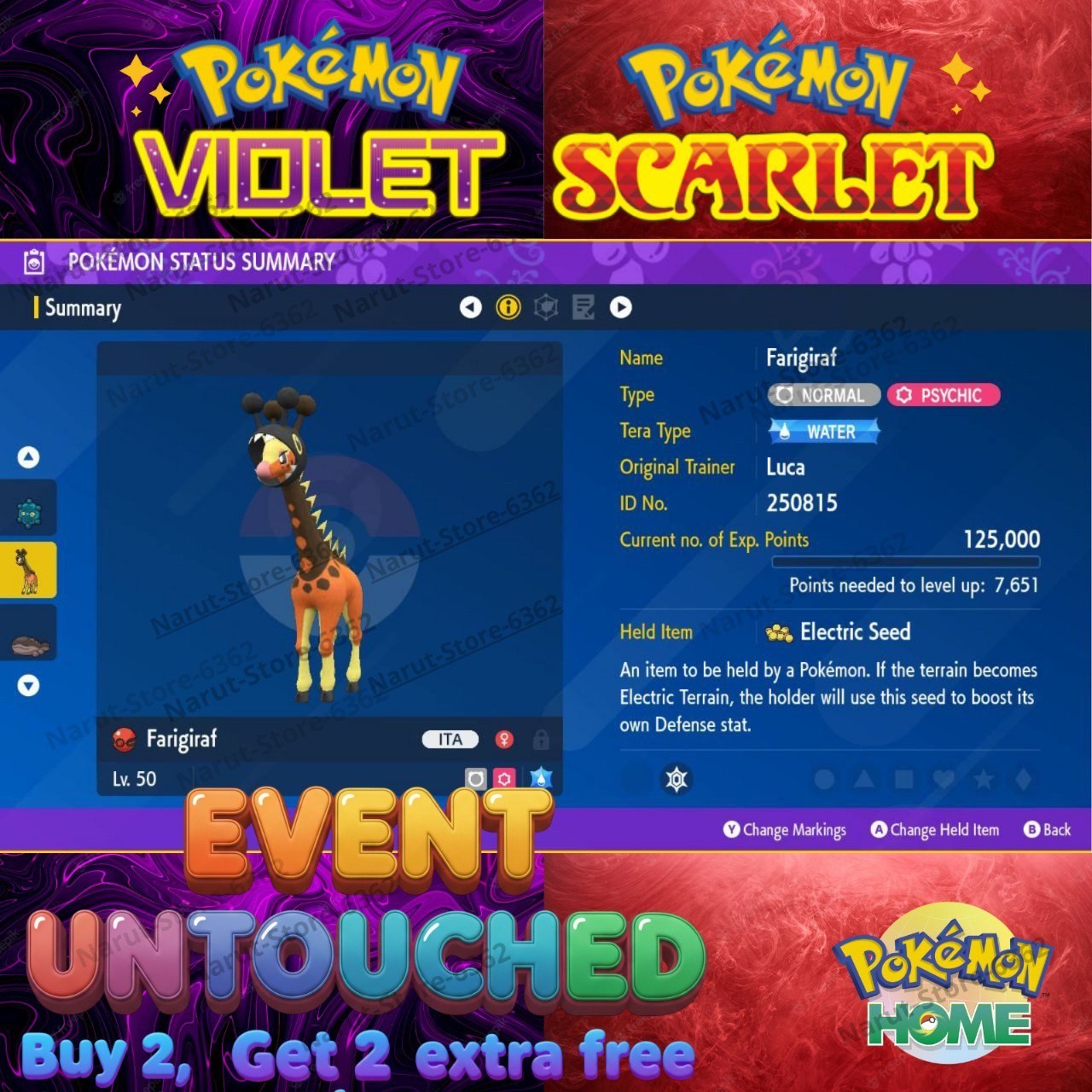 Farigiraf Luca 2025 Works Champion 🔥Event Untouched🔥Pokémon Scarlet & Violet🔥