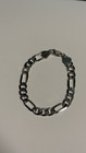 7” Sterling Silver 925 Figaro Bracelet – 7mm – 12g – Rhodium Finish Bold Heavy