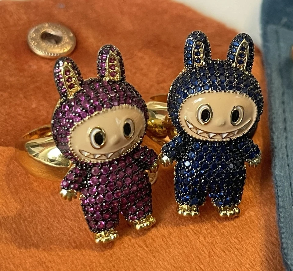 Labubu Adjustable Ring 18k Gold Plated Stainless Steel . Assorted Colors ! - Image 3 of 4