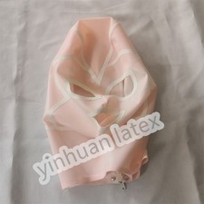 Latex Hood Mask Open Eye Back Zip Flesh with White Halloween Cosplay Costumes
