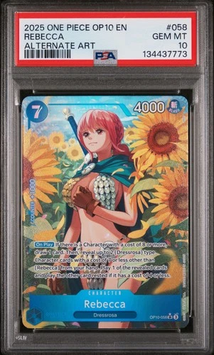2025 ONE PIECE OP10-ROYAL BLOOD ALTERNATE ART #058 REBECCA PSA 10