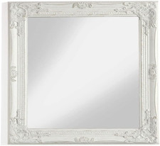 MONTEMAGGI Specchio in Legno Bianco Con Cornice Shabby, Specchiera Da Parete Ret