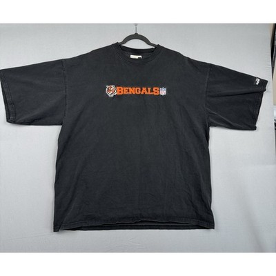 Vintage Cincinnati Bengals Puma T-Shirt Mens XL Black Embroidered Tee Distressed