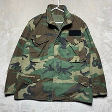 Vintage US Army M65 Field Jacket Men Medium Short Woodland Camo Cold Weather 80s