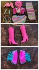 Vintage 1989 Western Fun Barbie Original Outfit Pink Cowboy Hat Fringe Jacket #