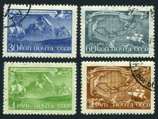 Russia 886-889, CTO. Michel 856-859. Vitus Bering, explorer.Ship.Mount St Elias.
