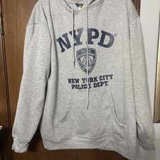 NYPD Hoodie Adult XL NEW YORK CITY POLICE DEPARTMENT Fleece Sweatshirt Cops Gray