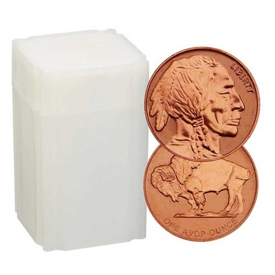 Roll of 20 - 1 AVDP oz Buffalo .999 Fine Copper Round