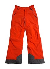 LL Bean Kids Snow Ski Pants Bibs Size 14 Hi Vis Orange Gray Grow Cuffs Winter
