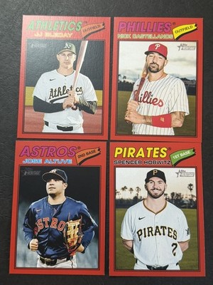 Topps Heritage 2026 Lot Of 4 Red Borders SP s Phillies, A s, Astros, & Pirates