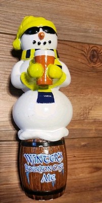 Winter s Bourbon Cask Ale Anheussr Busch Snowman Beer Tap Handle 9.5  Tall 