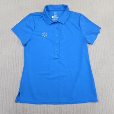 Walmart Polo Shirt Womens Medium Blue Uniform Employee Work Performance Stretch