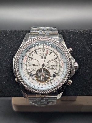 Jaragar Automatic Mens Watch 49mm White Dial Two Tone A070 Stainless Bracelet