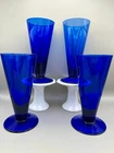Vintage Williamsburg Shrub Glasses | Cobalt Blue Goblets | Set of 4 | 5.5” Tall