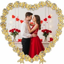Heart Shaped Wedding Picture Frames for Couple - Beaded Crystal 4x4 Picture F...