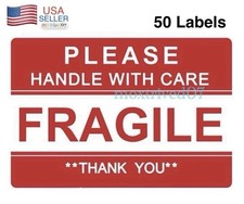 50 Fragile Handle With Care 2" 3" Stickers Packaging Safe Mailing Adhesive Label