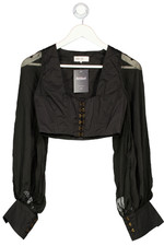 HOUSE OF CB Black Chiffon Sleeve Cropped Long Sleeve Corset Top UK S