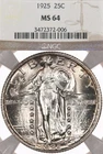1925 25C NGC MS64 Standing Liberty Silver Quarter - Near Full Head, Almost FH