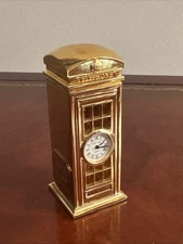 Clock Miniature Telephone Booth Quartz Park Lane Travel Guard International b53