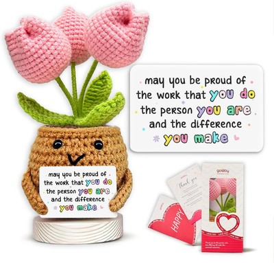 Handmade Positive Tulip Flower Crochet - Inspirational Gift for Positive Energy