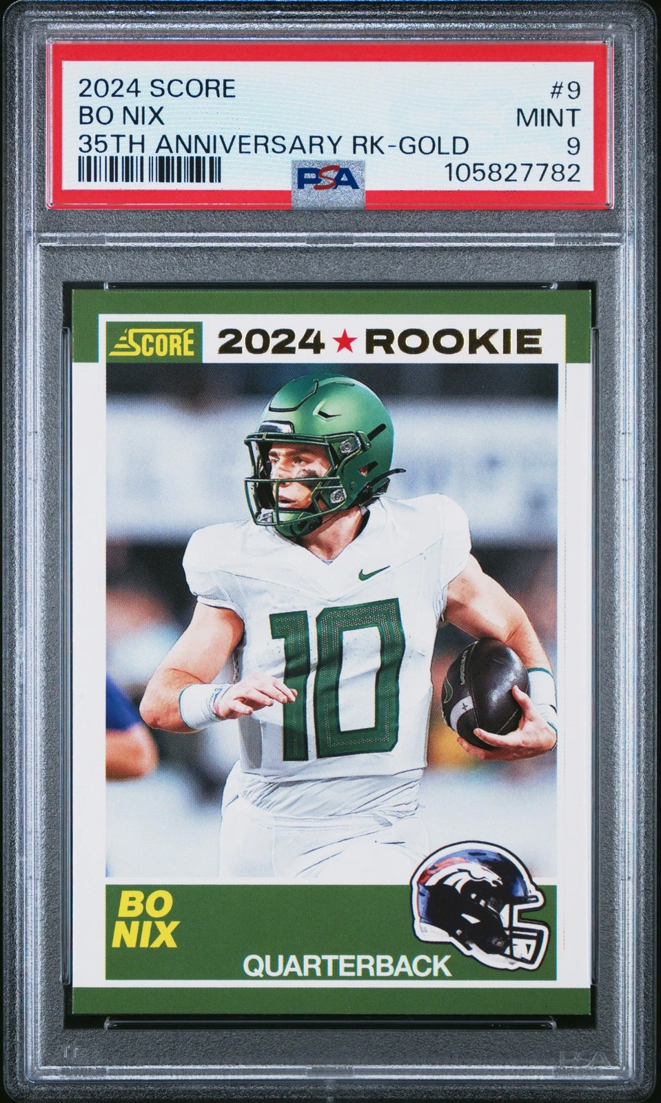 Bo Nix Panini Score 35th Anniversary Rookie #9 Gold
