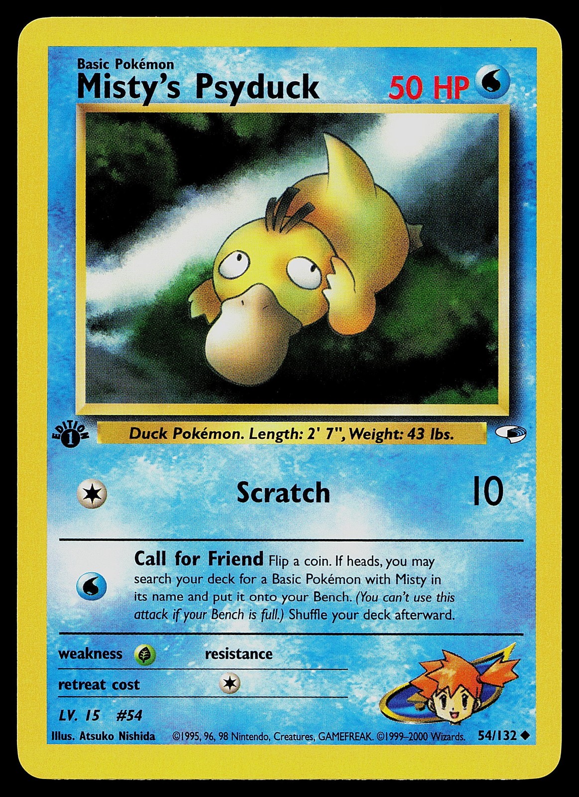 Pokemon Card - Misty's Psyduck Gym Heroes 54/132 Uncommon 1st Edition