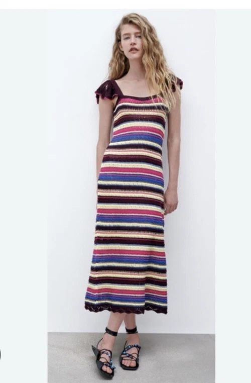 white christmas dresses ZARA. Long multicolored knit dress. TS – Hibuy market main image 0