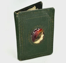 Antique 1910 German Needle Book with Interior Mirror Funeral Gift?? Death Notice