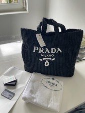 PRADA Shopper Tasche Raffia Bast schwarz NEU Ungetragen