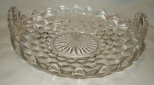 Vintage Fostoria American Crystal Clear Glass Cube 9” Handled Utility Tray Dish