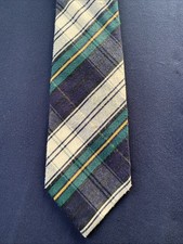 VTG Tartan Blue Green Plaid Classic Collegiate Preppy Cotton Blend Neck tie