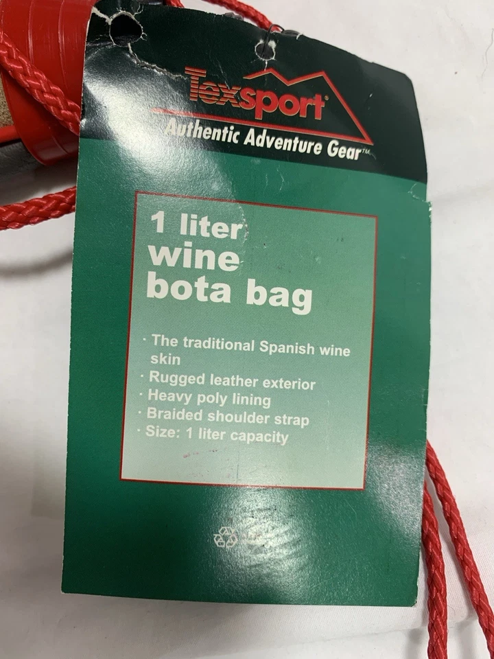 NUEVO CON ETIQUETAS TEXSPORT 1 litro/33,8 oz bolsa Bota piel de vino hecha en España cuero #14420 Foto 3 de 4