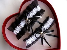 New White Black wedding garter Spooky HALLOWEEN 30 Charm Select GetTheGoodStuff