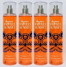 4 Bath & Body Works AGAVE PAPAYA SUNSET Fine Fragrance Mist Body Spray 8 oz