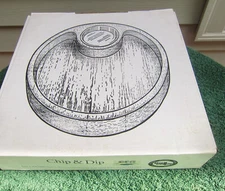 NEW OLD STOCK VINTAGE CHIP AND DIP WOOD PLATTER & CERAMIC BOWL THE CELLAR MACY'S