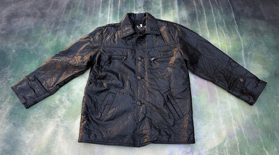 Vintage RARE Alta Moda Men's Black Leather Jacket Size L.
