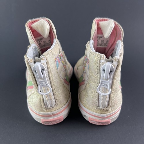 Vans Sk8-Hi Zip Unicorn Toddler US 4.5 EU 20 GLITTER WHITE PINK - Picture 5 of 20
