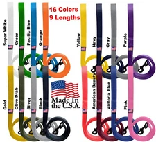 Dog Leash Short Long Lead Obedience Training 1" Many Colors/Lengths MADE IN USA