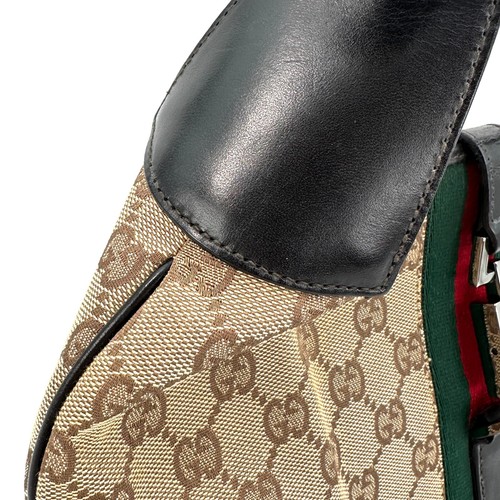Gucci Jackie One Shoulder Bag Handbag GG Canvas Leather Dark Brown Authentic - Picture 18 of 24