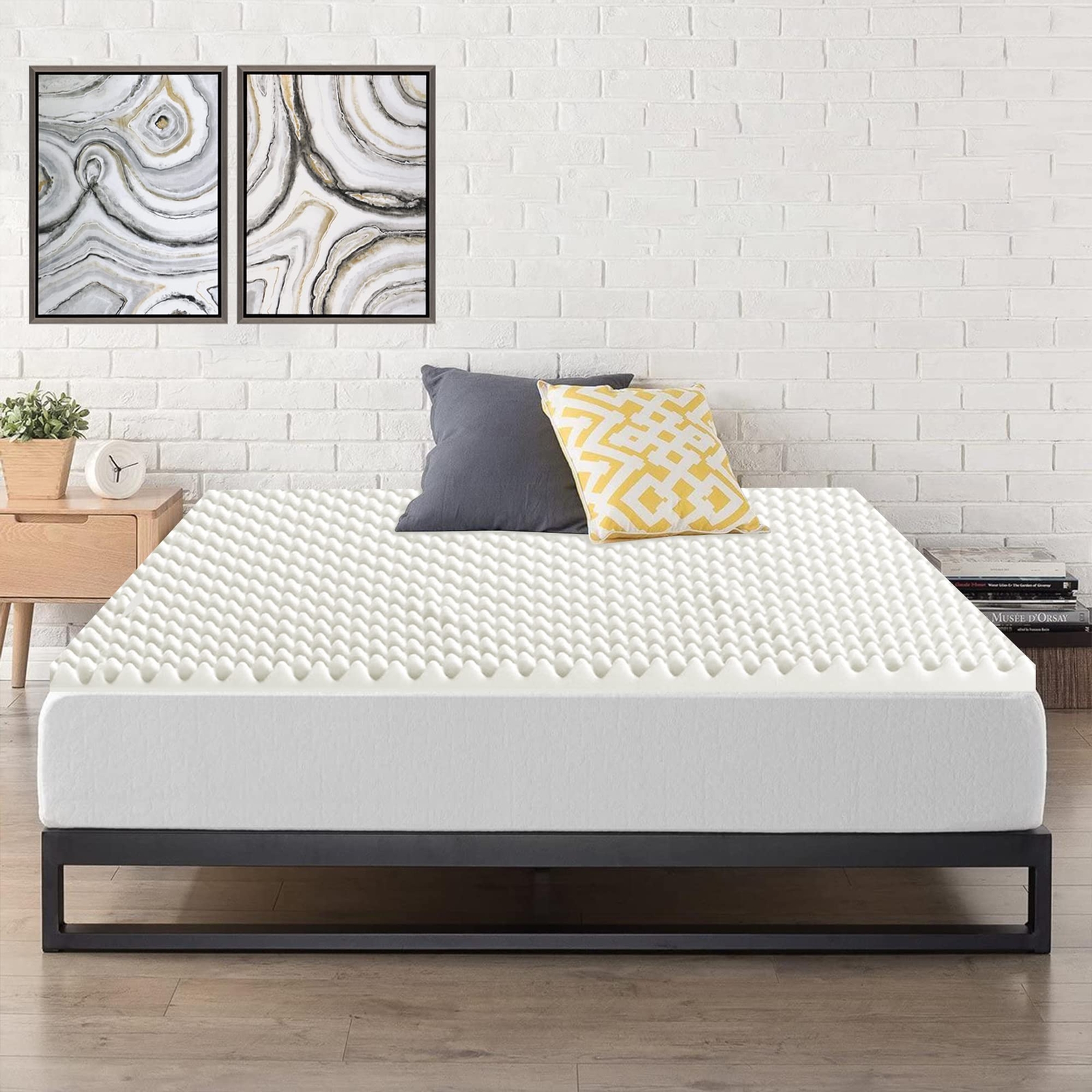 1-Inch High Density Convoluted Egg Shell Breathable Foam Topper,Adds Comfort ...