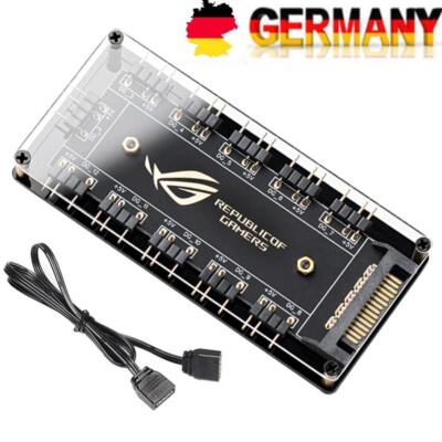 10 Ports RGB Fan HUB PC Desktop SATA Power 5V 3PIN ARGB Extension Splitter