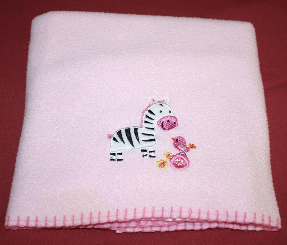 Garanimals Baby Girls Blanket Zebra Bird Pink Fleece Security Walmart  Stitched