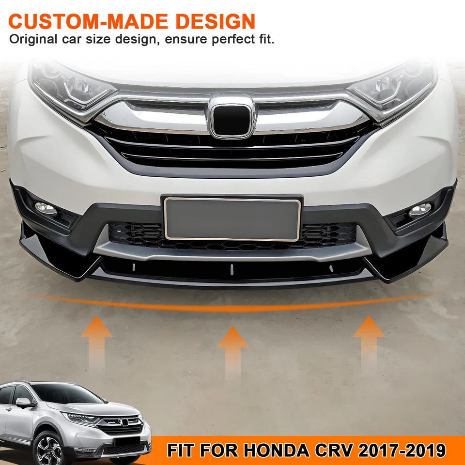 Kit de carrocería de parachoques negro brillante divisor de alerón para HONDA CRV CR-V 2017-2019 Foto 3 de 4