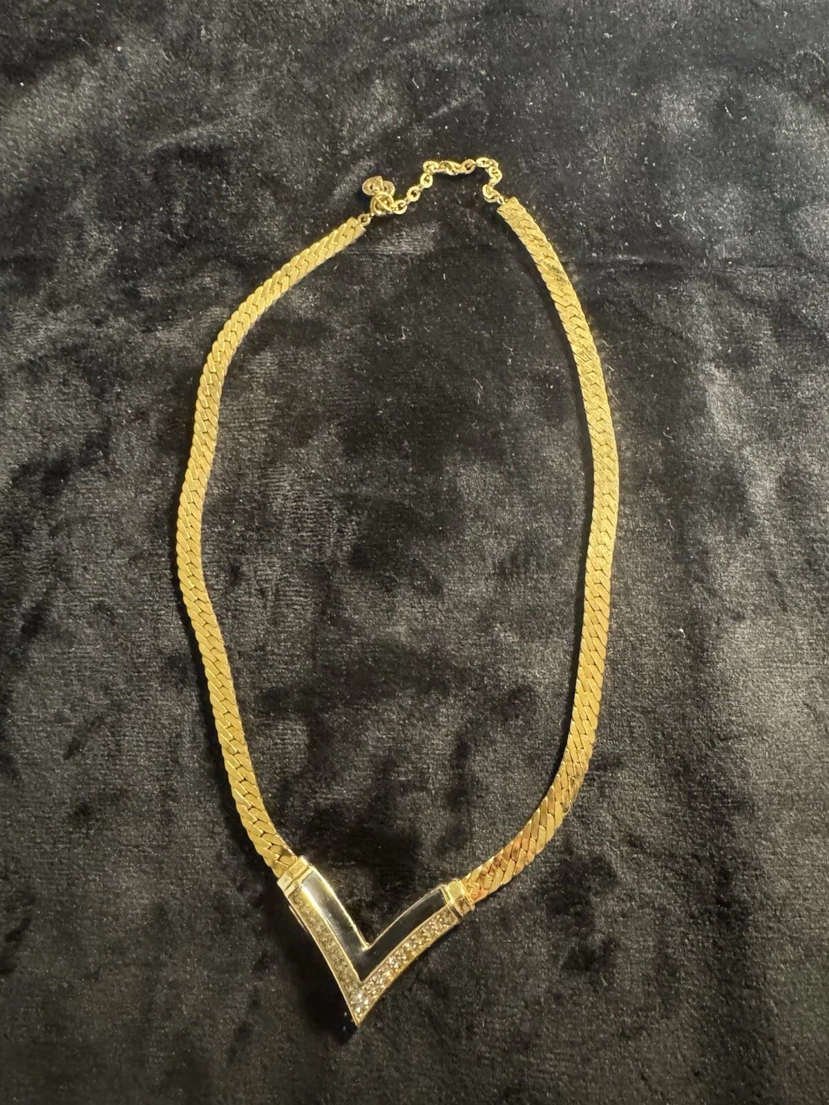 DIOR Collana a V tono oro con strass