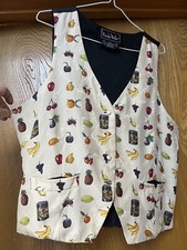 Vintage Nicole Miller Silk Vest Rare-Fruit Salad-XL