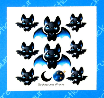 Halloween Bats Blue & Black Mini Sticker Sheet | eBay