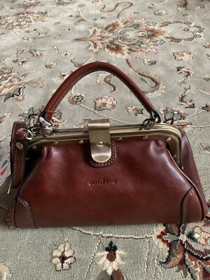 Gianni Conti Crossbody Handbag Fine Italian Leather  Brown Vintage Look NWT