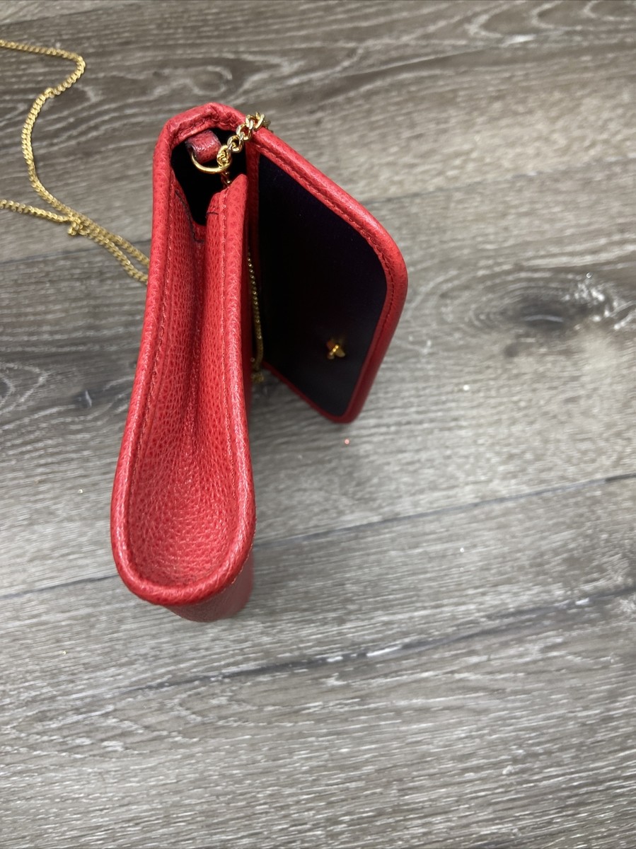 NINA RICCI Paris Red Genuine Leather crossbody shoulder bag Gold