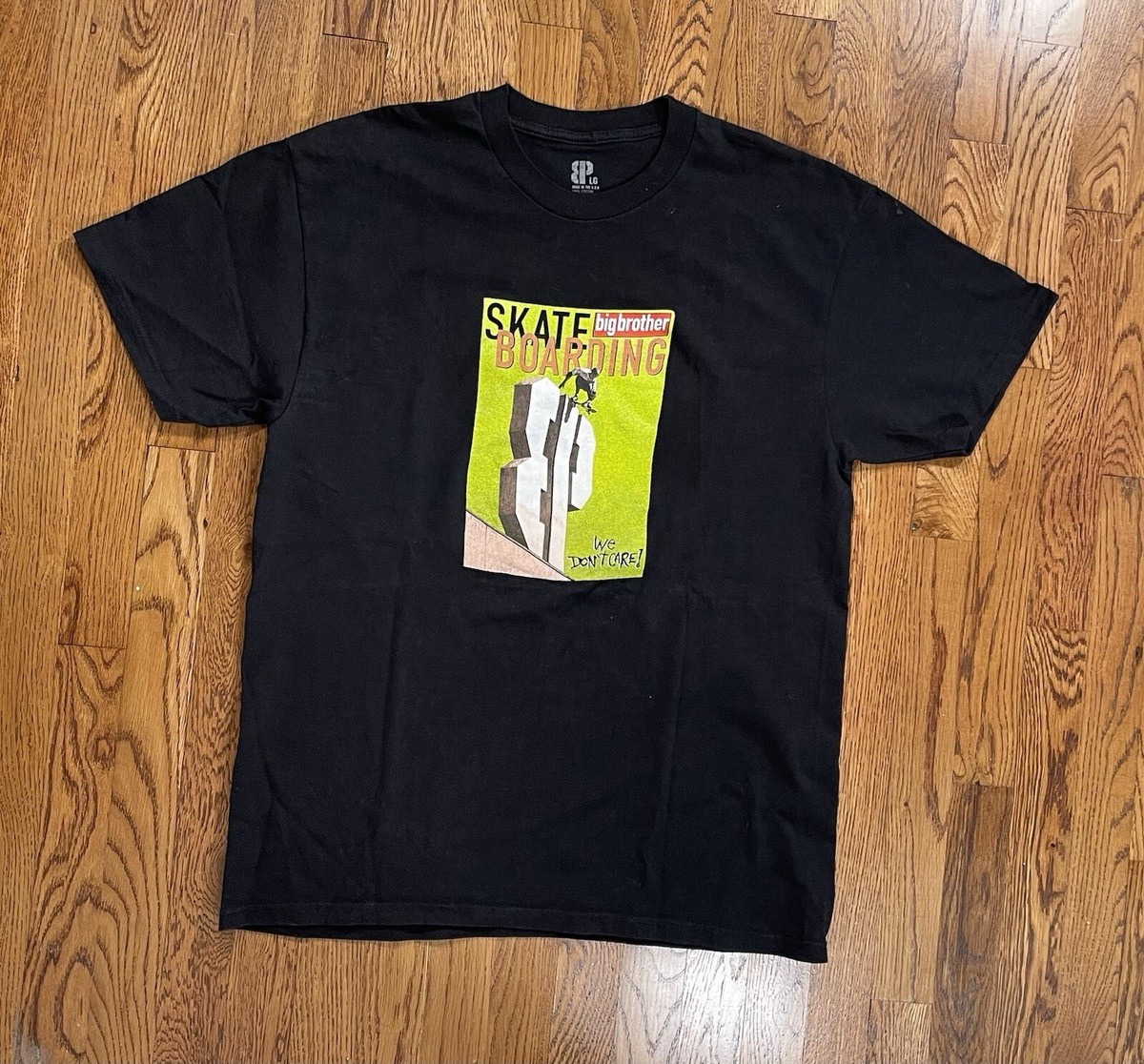 Big Brother Skateboard Magazine We Don’t Care T Shirt Black Short Sleeve  Men’s L